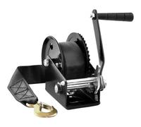 VEVOR Hand Winch, 1200 lbs Pulling Capacity, Boat Trailer Winch Heavy Duty Rope Crank with 23 ft Polyester Strap and Two-Way Ratchet, Manual Operated Hand Crank Winch for Trailer, Boat or ATV Towing