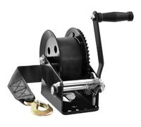 VEVOR Hand Winch, 1600 lbs Pulling Capacity, Boat Trailer Winch Heavy Duty Rope Crank with 33 ft Polyester Strap and Two-Way Ratchet, Manual Operated Hand Crank Winch for Trailer, Boat or ATV Towing