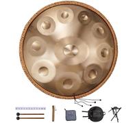 VEVOR Handpan, 22 in & 10 Notes, D Minor Hand Drum, Steel Instrument With Mallets, 432Hz Stand & Carry Bag, Healing Sound Percussion for Adults Beginners