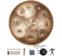 VEVOR Handpan, 22 in & 10 Notes, D Minor Hand Drum, Steel Instrument With Mallets, 432Hz Stand & Carry Bag, Healing Sound Percussion for Adults Beginners