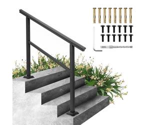 VEVOR Handrail Banister Outdoor Stairs 48X35.5 Inch Outdoor Handrail Stair Railing Adjustable from 0 to 45 Degrees Handrail for Cross Bar Stairs Outdo