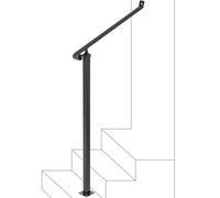 VEVOR Handrails for Outdoor Steps 1-2 Step Railings Wrought Iron Handrail Stair Railings for Steps Black Iron Railings for Steps Wall and Floor Mounte