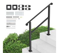 VEVOR KD-23 Handrails for Outdoor, 2-3 Stair Indoor Outside Steps with Installation Kit, Seniors,Porch Deck Hand Rail, Black
