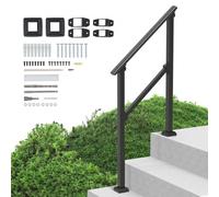VEVOR Handrails for Outdoor Steps, 2-3 Step Stair Hand Rail Kit, Transitional Carbon Steel Railings with Installation Kit, Stair Rails for Seniors, Co