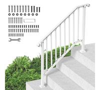 VEVOR Handrails for Outdoor Steps, 3-4 Step Stair Hand Rail Kit, Transitional Carbon Steel Railings with Installation Kit, Stair Rails for Seniors, Concrete Steps & Porch & Deck, White Retro Arch