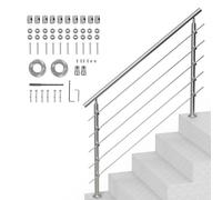 VEVOR Handrails for Outdoor Steps, 59 in Length 5 Crossbars Stair Hand Rail Kit, Transitional Stainless Steel Railings w/Installation Kit, Double-Column Staircase Handrails for Seniors,Porch & Deck