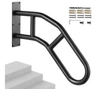VEVOR Handrails for Outdoor Steps, 32" Length Wall Mount Safety Railings for 1-3 Steps, U-Shaped Handrail with Matte Black Finished, Stair Handrails for Kids, Elderly, Pregnant Women, Disabled