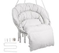 VEVOR Hanging Hammock Swing Chair, 330 Lbs Capacity, Macramé Hanging Chair with Cushion and Mounting Hardware, Cotton Rope Swing Chair for Bedroom, Ba