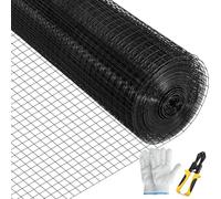 VEVOR Hardware Cloth, 24" x50' & 1"x1" Mesh Size, Galvanized Steel Vinyl Coated 16 Gauge Welded Wire with A Cutting Plier & A Pair of Fabric Gloves, for Garden Fencing & Pet Enclosures, Black