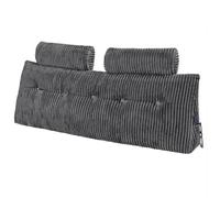 VEVOR Headboard Pillow, Queen Size Wedge Headboard Pillow with 2 Side Pockets and 2 Headrests, Bed Wedge Pillow with Washable Flannel Cloth, for Reading, Gaming, Resting, Working in Bed, Grey