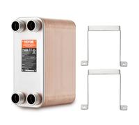 VEVOR Heat Exchanger, 5"x 12" 80 Plates Brazed Plate Heat Exchanger, Copper/316L Stainless Steel Water To Water For Floor Heating, Snow Melting, Beer Cooling