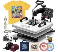 VEVOR Heat Press 38 x 38 cm, 8 in 1 Multifunction Device, 360° Oscillation, Fast and Even Heating, Precise Digital Control, T-Shirt Sublimation Press