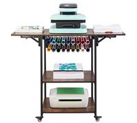 VEVOR Heat Press Table 3Tier Movable Heat Press Stand Foldable with Wheels Brown