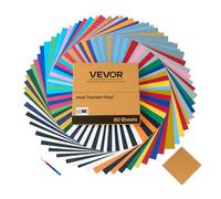 VEVOR Heat Transfer Vinyl, 80 Pack, 304.8 x 304.8mm, Assorted Colors HTV Iron on Vinyl Bundle, Easy to Cut and Weed, with Accessories, Compatible with Cutting Machines, for Various Materials, T-shirts