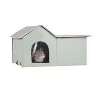 VEVOR Heated Cat House, Outdoor Kitty Shelter with Adjustable Temperature and Timer, 600D Oxford Cloth Foldable Cat Shelter with Heated Pad for Winter to Stay Warm and Cozy, Green (Large)