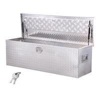 VEVOR Heavy Duty Aluminum Truck Bed Tool Box, Diamond Plate Tool Box with Side Handle and Lock Keys, Storage Toolbox Chest Organizer for Trailer, Pickup, RV, 49"x15"x15"(1244.6x381x381mm), Silver