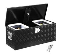 VEVOR Heavy Duty Aluminum Truck Bed Tool Box, Stripes Plated Tool Box with Sliding Shelf, Side Handle, Lock & Keys, Storage Toolbox Chest for Trailer, Pickup, 35.4"x14.6"x14.6"(899x370x370mm), Black
