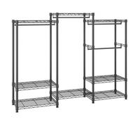 VEVOR Heavy Duty Clothes Rack, Rolling Clothing Garment Rack with 4 Hang Rods & 8 Storage Tiers, Adjustable Custom Closet Rack, Freestanding Wardrobe