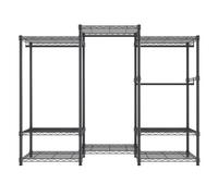 Vevor Heavy Duty Clothes Rack, Rolling Clothing Garment Rack With 4 Hang Rods & 8 Storage Tiers, Custom Closet Rack