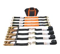 VEVOR Heavy Duty Ratchet Straps (4PK), 1,1128 lb Break Strength 2 x 8' Ratchet Straps Tie Down with Double J Hook, (4) 2 x 38'' Axle Straps for Movi