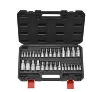 VEVOR Hex Bit Socket Set, 32-Piece, S2 Alloy Steel and Cr-V Steel, Standard SAE and Metric, 1/4 in, 3/8 in, and 1/2 in Drives, with Enhanced Storage C