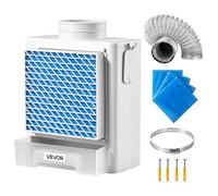 VEVOR HG-01 3-in-1 Indoor Vent Kit Premium ABS Material with Water Drawer Fits 99 mm Port, Smart Overheating Reminder Exhaust Hood & with 4 Purification Pads,for Electric Clothes Dryers, White
