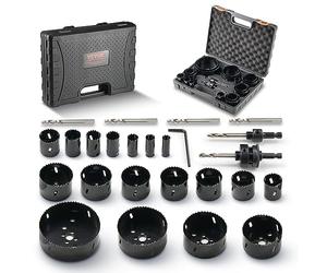 VEVOR Hole Saw Kit, 18 PCS Saw Blades, 6 Drill Bits, 1 Hex Wrench, Bi Metal M42 Hole Saw Set with Carrying Case, General Purpose Size from 3/4" to 4-1/2", Ideal for Wood Board, Iron and Plastic Plate