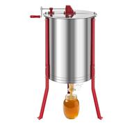 VEVOR Honey Extractor, 6 Frame Manual Honey Spinner with Transparent Lid, Stainless Steel Honeycomb Drum Spinner with Height Adjustable Stand, Honeycomb Extraction Centrifuge Equipment for Beekeeping