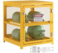 VEVOR Horizontal Cylinder Storage Cabinet,31.02x30.04x35 inch Propane Storage Cage, Yellow Powder Coat Finish, for Freon, Gases, Oxygen, Nitrogen
