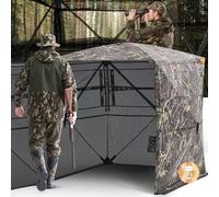 VEVOR Hunting Blind, 2-3 Person See Through Ground Blinds with Carrying Bag, 360 Degree Portable Camouflage Tent, Durable Concealed Shelter with Silent Side Door and Window, for Turkey and Deer