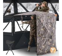 VEVOR Hunting Blind, 2-3 Person Thermal Ground Blinds with Tri-Leg Chair and Carrying Bag, Portable Camouflage Tent, Durable Concealed Shelter with Silent Zipper Door and Window, for Turkey Deer