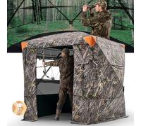 VEVOR Hunting Blind, 4-5 Person See Through Ground Blinds with Carrying Bag, 270 Degree Portable Camouflage Tent, Durable Concealed Shelter with Silent Magnetic Door and Window, for Turkey and Deer