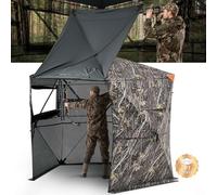 VEVOR Hunting Blind, 6-7 Person, 288 Degree 5 Side See-Through Ground Blinds with Carrying Bag, Portable Camouflage Tent, Durable Concealed Shelter with Silent Zipper Door and Window, for Turkey Deer