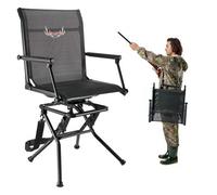 VEVOR Hunting Chair, 360° Silent Swivel, Foldable Lightweight Portable Blind Chair, Heavy-Duty Steel Frame Ground Stool Seat, with Armrest, Adjustable