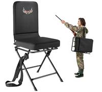 VEVOR Hunting Chair, 360° Silent Swivel, Foldable Lightweight Portable Blind Chair, Heavy-Duty Steel Frame Ground Stool Seat, with Adjustable Shoulder Strap, 136 Kg Capacity for Fishing, Camping