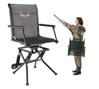 VEVOR Hunting Chair, 360° Silent Swivel, Foldable Lightweight Portable Blind Chair, Heavy-Duty Steel Frame Ground Stool Seat, with Armrest, Adjustable Carry Strap, 136 Kg Capacity for Fishing Camping