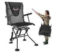 VEVOR Hunting Chair, 360° Silent Swivel, Foldable Portable Blind Chair, Heavy-Duty Steel Frame Ground Stool Seat, with Armrests, Adjustable Carry Strap, Anti-Sink Feet, 136 Kg Capacity for Fishing