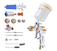 VEVOR HVLP Air Spray Gun, Gravity Feed Paint Sprayer Gun with 3 Nozzles (1.3/1.4/1.7mm), 600ml Capacity Auto Paint Sprayer with Air Regulator for Automotive Primers, Clear Coats & Topcoats