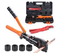 VEVOR Hydraulic Crimping Tool for Copper Pipe Fittings, Pressing Pliers with Th16, TH20, TH26, TH32, 360° Swivel Press Kit Hydraulically Operated Tee Fittings