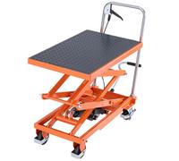 VEVOR Hydraulic Lift Table, 500 lbs Capacity, 47.2" Lifting Height, Double Scissor Lift Table Cart with 4 Wheels and Non-slip Pad, Manual Hydraulic Li