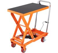 VEVOR Hydraulic Lift Table Cart, 1100lbs Capacity 35.4" Lifting Height, Manual Single Scissor Lift Table with 4 Wheels and Non-slip Pad, Hydraulic Scissor Cart for Material Handling and Transportation