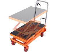 VEVOR Hydraulic Lift Table Cart, 770lbs Capacity 59" Lifting Height, Manual Double Scissor Lift Table with 4 Wheels and Non-slip Pad, Hydraulic Scissor Cart for Material Handling and Transportation