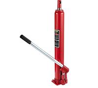 VEVOR Hydraulic Long Ram Jack, 4 Tons/8818 lbs Capacity, with Single Piston Pump and Flat Base, Manual Cherry Picker with Handle, for Garage/Shop Cranes, Engine Lift Hoist, Red
