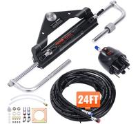 VEVOR Hydraulic Outboard Steering Kit, 150HP, Marine Boat Hydraulic Steering System, with Helm Pump Two-Way Lock Cylinder and 24 Feet Hydraulic Steering Hose, for Single Station Single-Engine Boats