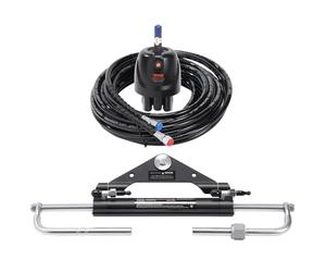 VEVOR Hydraulic Outboard Steering Kit, 150HP, Marine Boat Hydraulic Steering System, with Helm Pump Two-Way Lock Cylinder and 24 Feet Hydraulic Steering Hose, for Single Station Single-Engine Boats