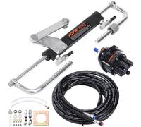 VEVOR Hydraulic Outboard Steering Kit, 90HP, Marine Boat Hydraulic Steering System, with Helm Pump Two-Way Lock Cylinder and 24 Feet Hydraulic Steering Hose, for Single Station Single-Engine Boats