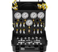 VEVOR Hydraulic Pressure Test Kit, 10/100/250/400/600bar, 5 Gauges 13 Couplings 14 Tee Connectors 5 Test Hoses, Excavator Hydraulic Test Gauge Set wit