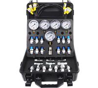 VEVOR Hydraulic Pressure Test Kit, 10/100/250/400/600bar, 5 Gauges 13 Test Couplings 14 Tee Connectors 5 Test Hoses, Hydraulic Gauge Kit w/Sturdy Carrying Case, for Excavator Construction Machinery
