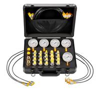 VEVOR Hydraulic Pressure Test Kit, 150/900/2300/6000/9000 PSI (10/60/160/400/600 Bar), Hydraulic Gauge Kit 5 Gauges 20 Couplings 4 Quick-Release Couplers 3 Hoses for Excavator Construction Machinery