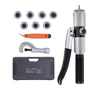 VEVOR Hydraulic Tube Expander, 3/8" to 1-1/8" OD, HAVC Hydraulic Swaging Tool with 7 Pipe Expander Heads, Deburring Tool, Pipe Cutter for Copper Aluminum Brass Soft Steel Pipes